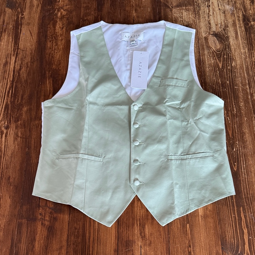 Azazie Matte Satin Dusty Sage Green Buttoned Vest